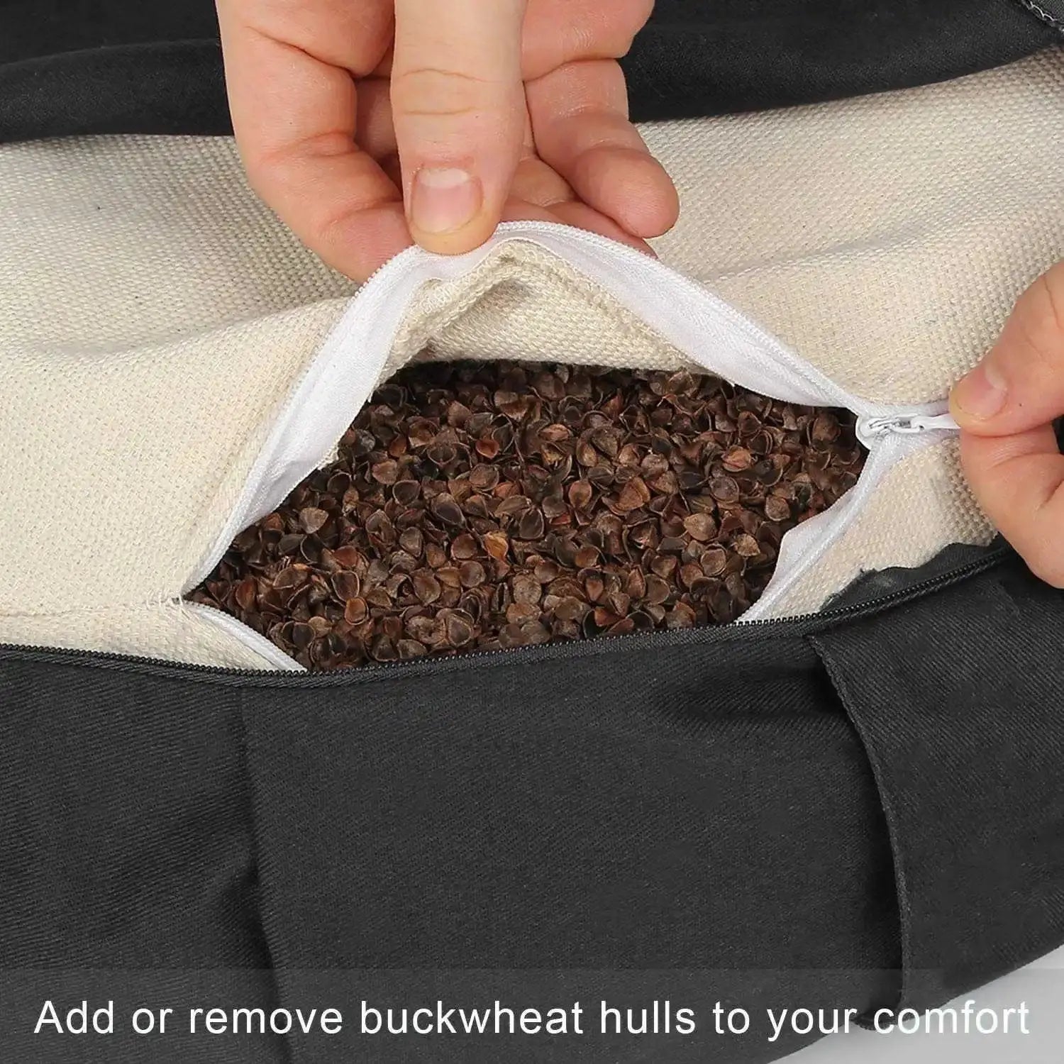 NEW-Buckwheat Meditation Cushion Yoga Bolster Meditation Cushion Yoga Bolster Floor Pouf Zippered Organic Cotton Cover ReBirth Threads