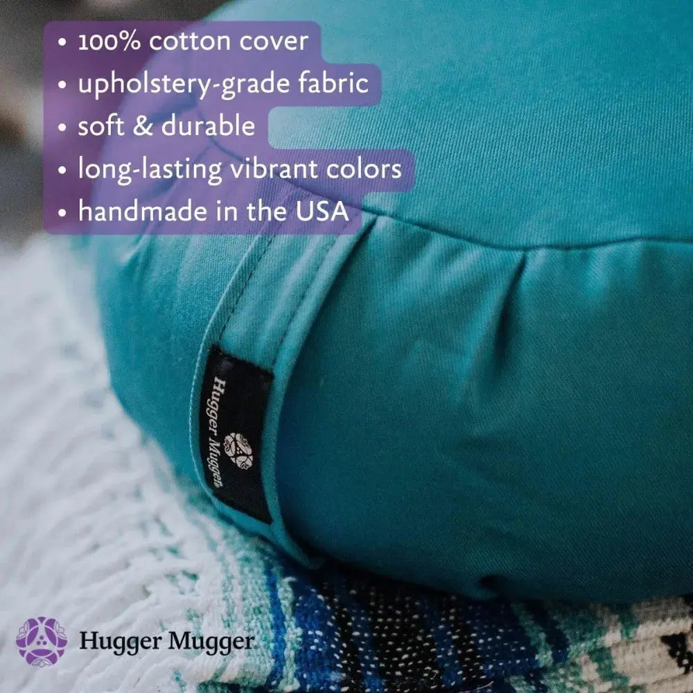 Meditation Cushion - Support in Cross-Legged Sitting, Buckwheat Filled, Durable Fabric, Convenient Handle, Handmade in USA ReBirth Threads