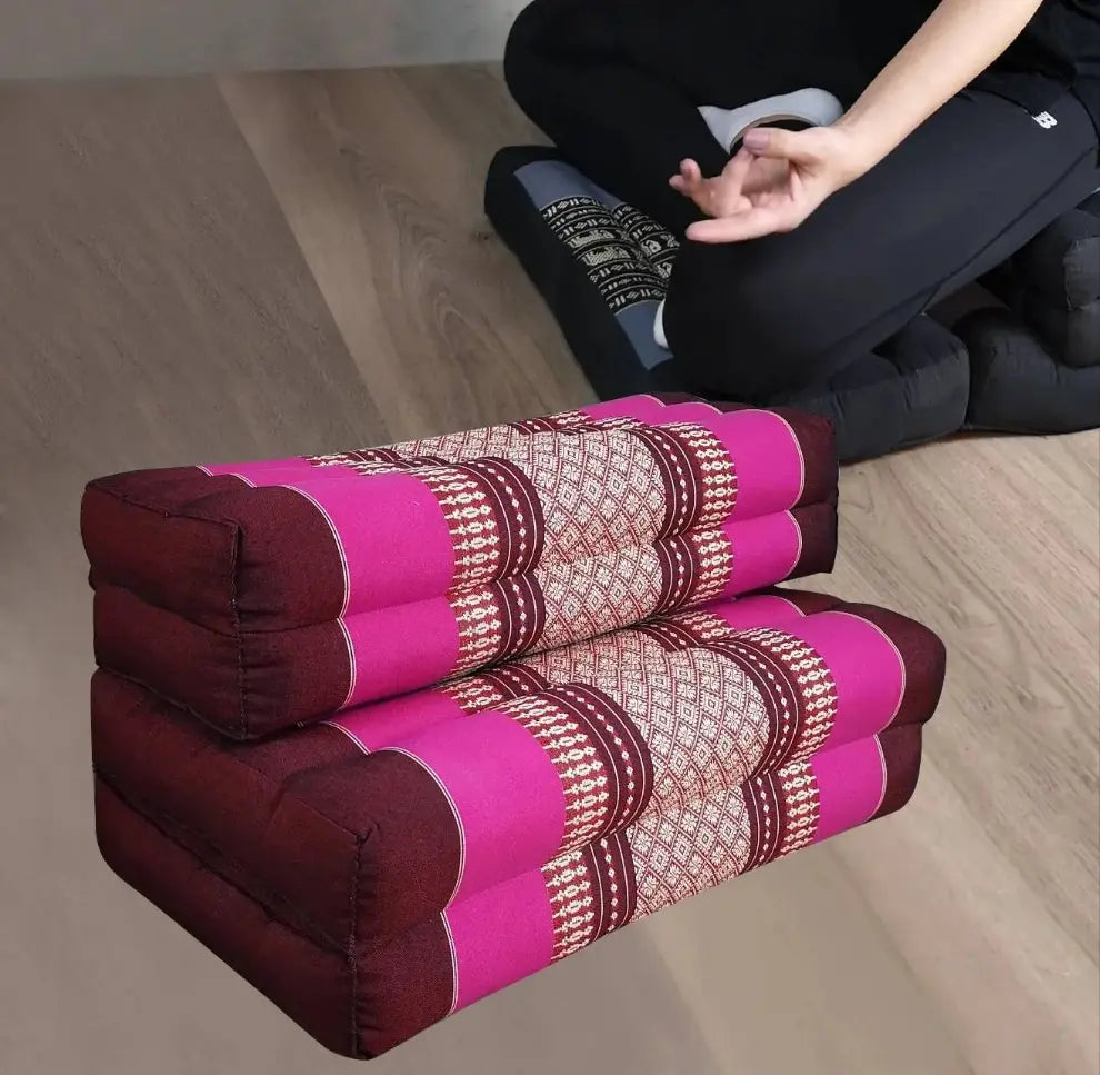 3-Fold Zafu Meditation Cushion Set Pink Rebirth Threads