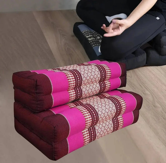 3-Fold Zafu Meditation Cushion Set Pink Rebirth Threads
