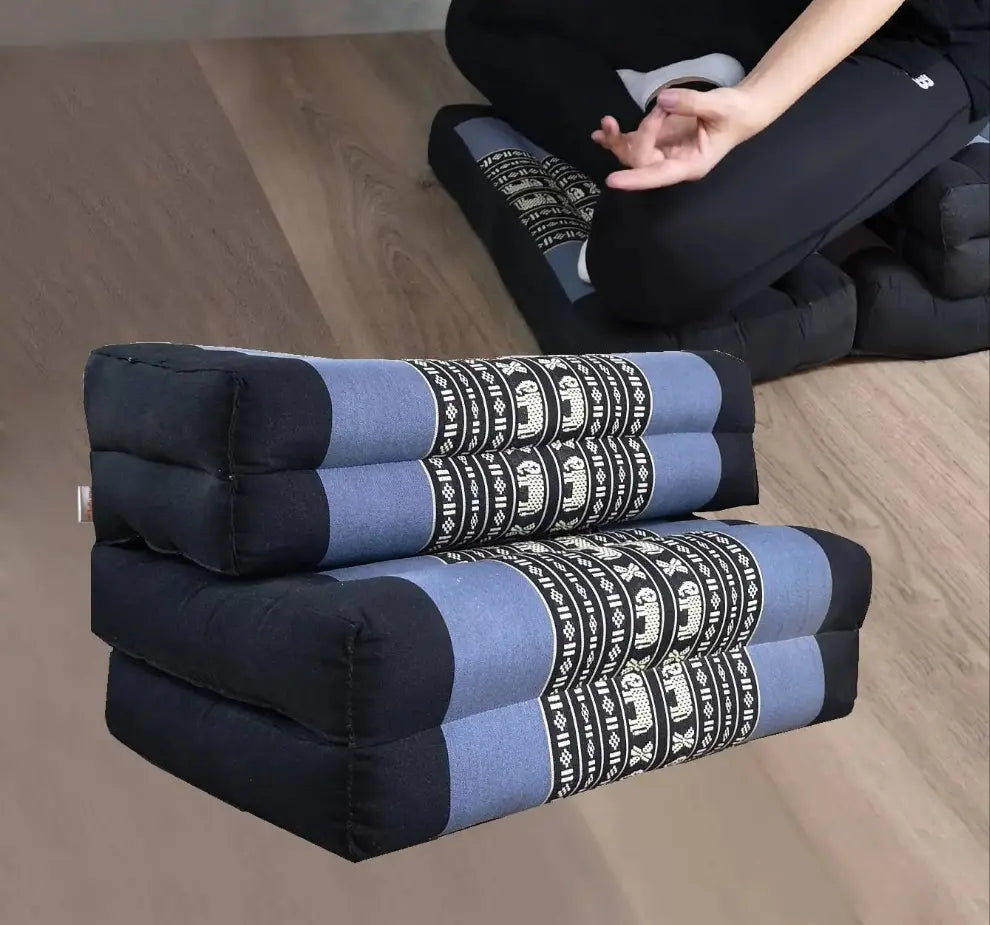 3-Fold Zafu Meditation Cushion Set BlueEle Rebirth Threads