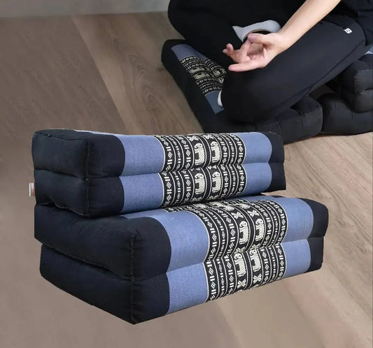 3-Fold Zafu Meditation Cushion Set BlueEle Rebirth Threads