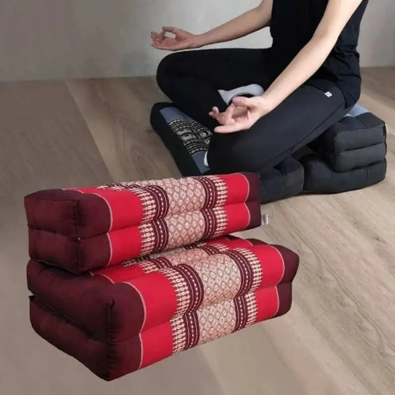 3-Fold Zafu Meditation Cushion Medium Size-RED Rebirth Threads