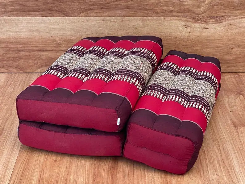 3-Fold Zafu Meditation Cushion Medium Size-RED Rebirth Threads