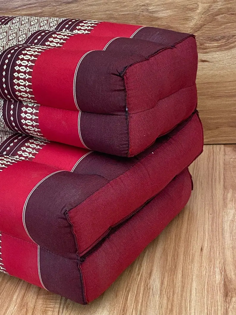 3-Fold Zafu Meditation Cushion Medium Size-RED Rebirth Threads