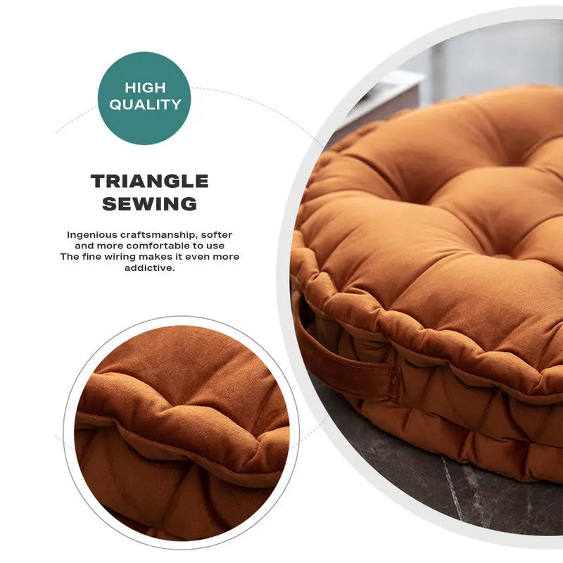 Luxury Round Pouf Tatami Cushion Meditation Floor Mat with Handle Rebirth Threads