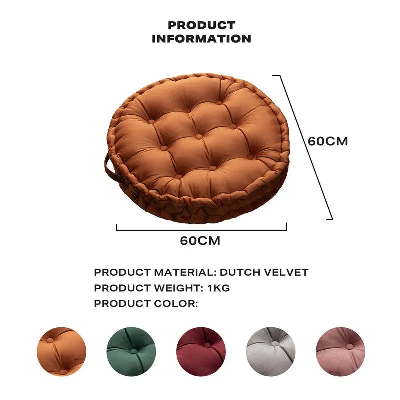 Luxury Round Pouf Tatami Cushion Meditation Floor Mat with Handle Rebirth Threads