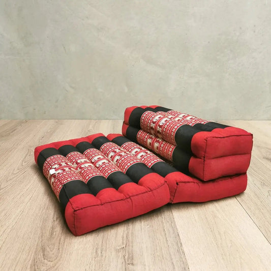3-Fold Zafu Meditation Cushion Set Red-Ele Rebirth Threads