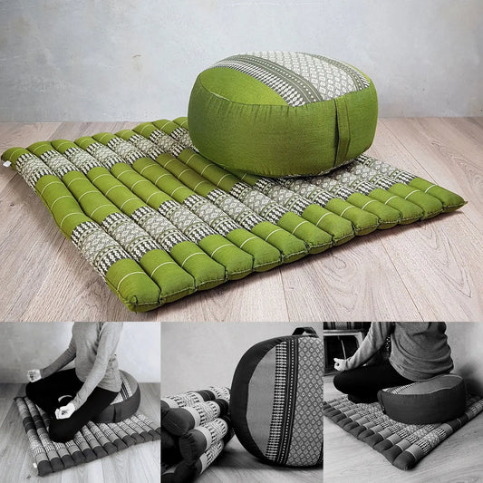 Zafu & Zabuton Meditation Set Green Rebirth Threads