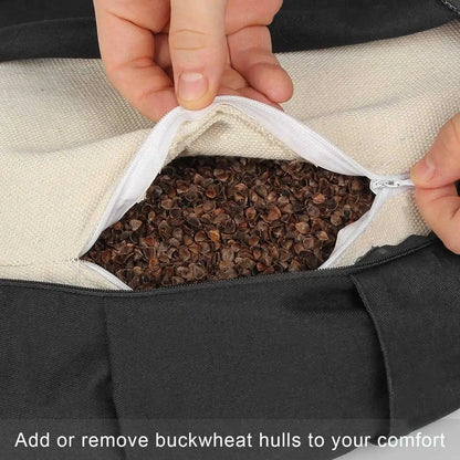 NEW-Buckwheat Meditation Cushion Yoga Bolster Meditation Cushion Yoga Bolster Floor Pouf Zippered Organic Cotton Cover ReBirth Threads