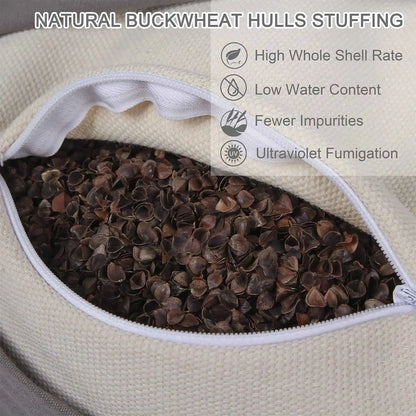 NEW-Buckwheat Meditation Cushion Yoga Bolster Meditation Cushion Yoga Bolster Floor Pouf Zippered Organic Cotton Cover ReBirth Threads
